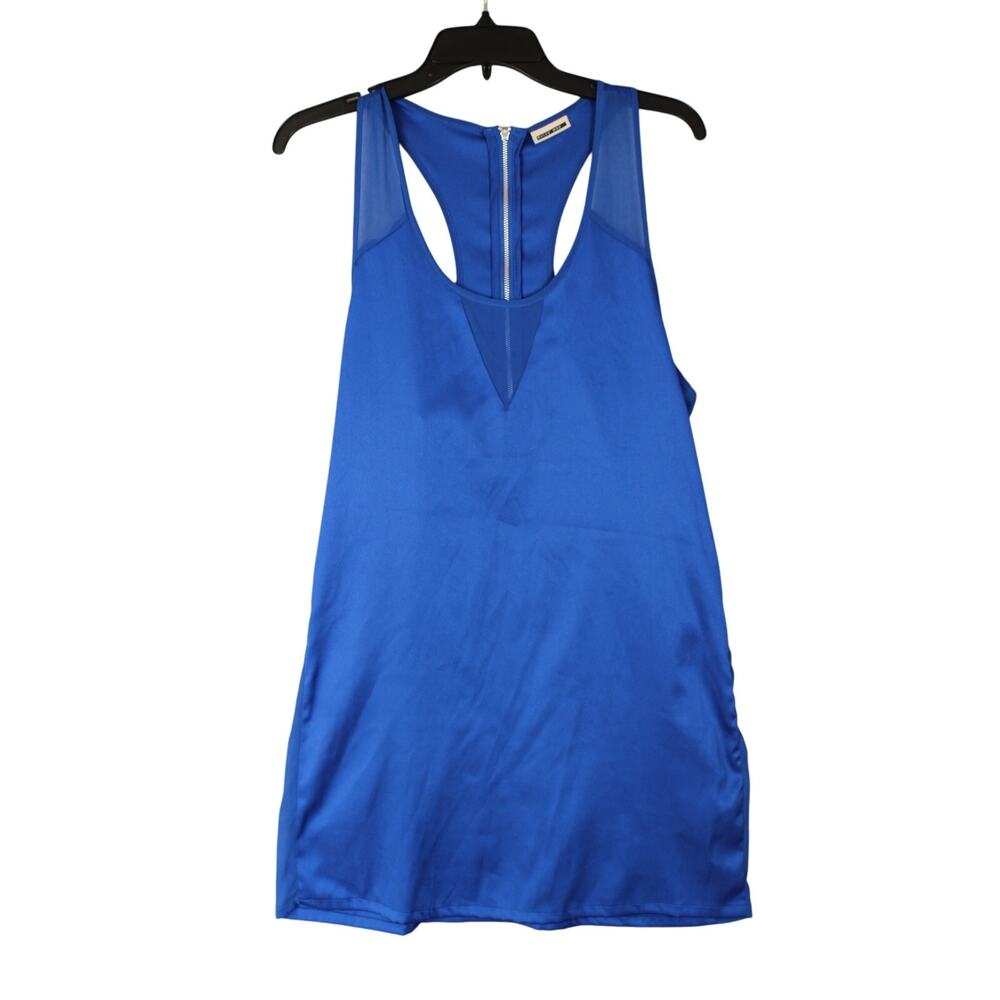 Noisy May Womens Blue Racer Back Sheer Side Short Dress Size Medium